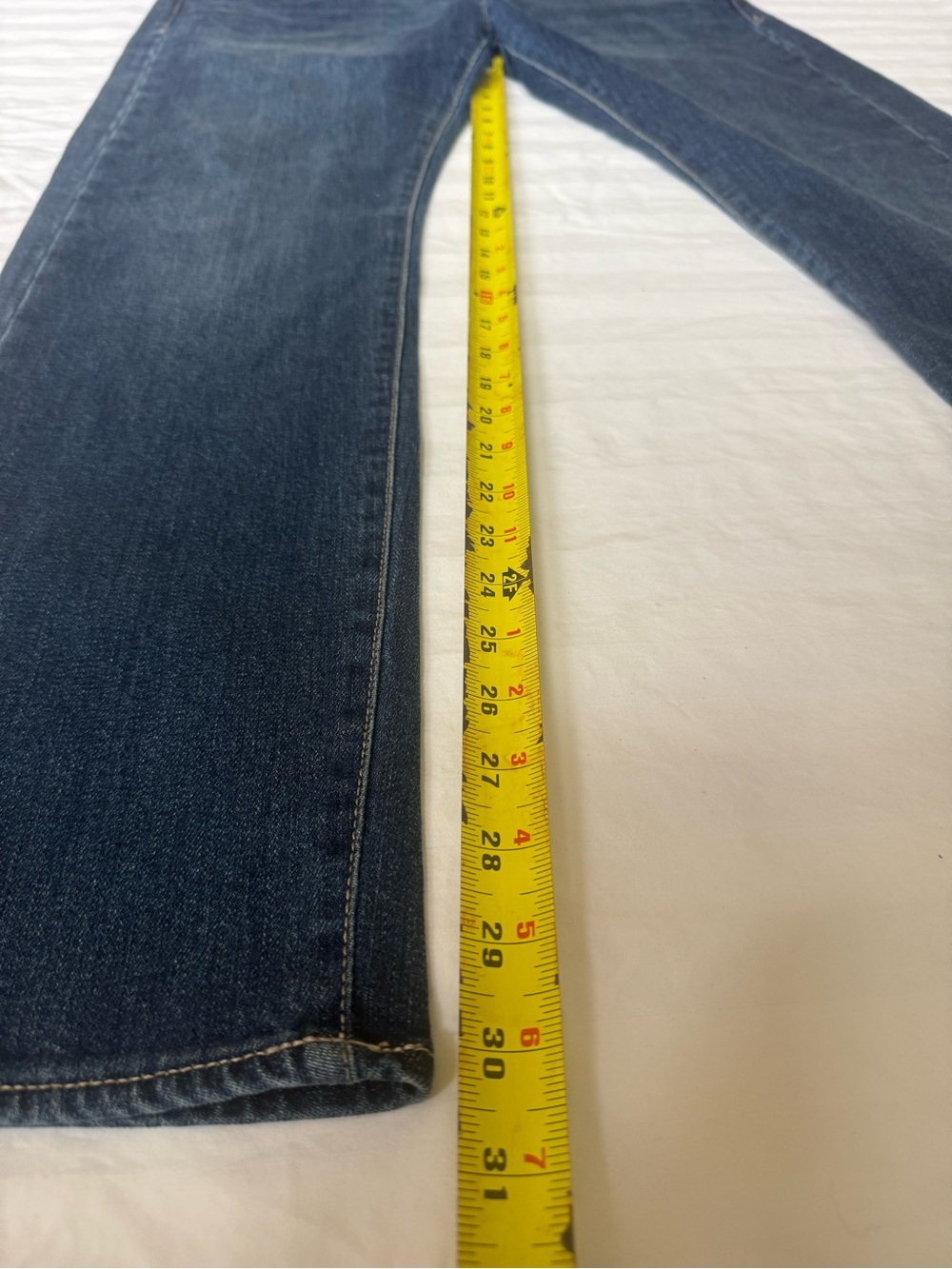 Armani Exchange Slim Jeans in Dark Blue with Black Leather Patch Size 36x30 - Picture 7 of 12